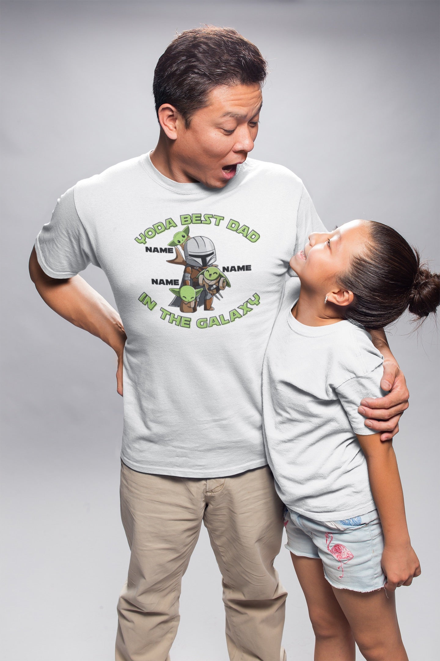 Yoda Best Dad in the Galaxy customizable star wars inspired grogu mandalorian t-shirt for Father’s Day