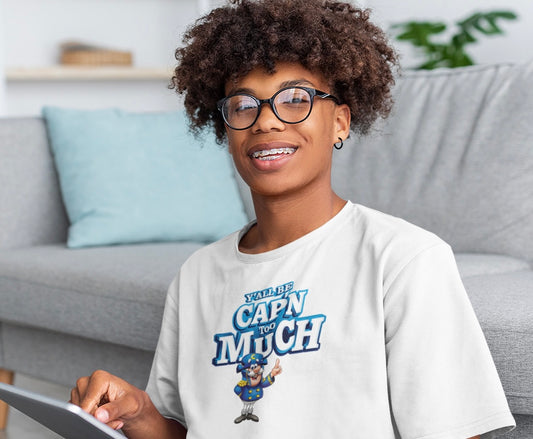 Cap'n too much funny t-shirt