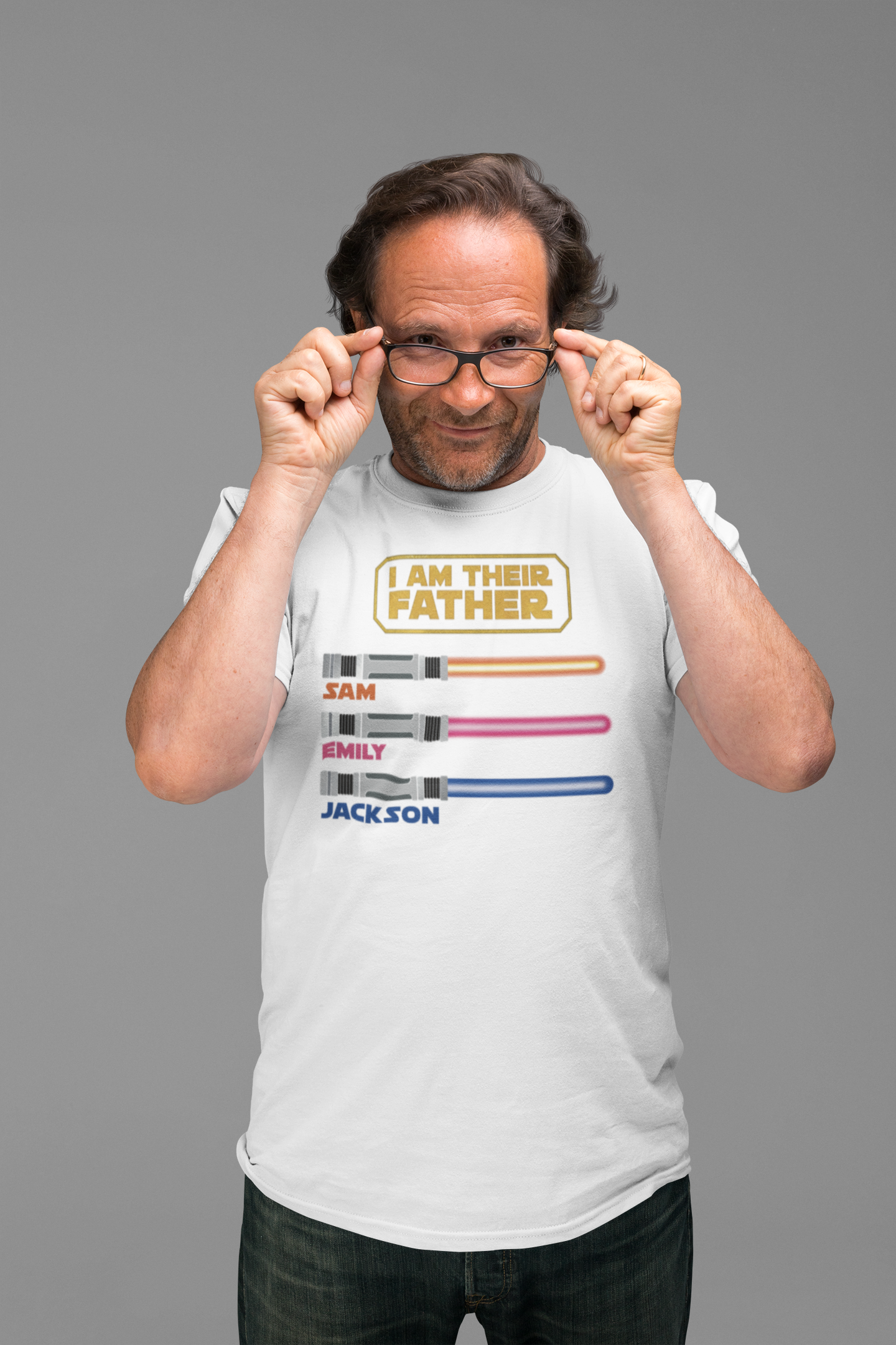 I am their father star wars inspired custom light saber t-shirt for father's day