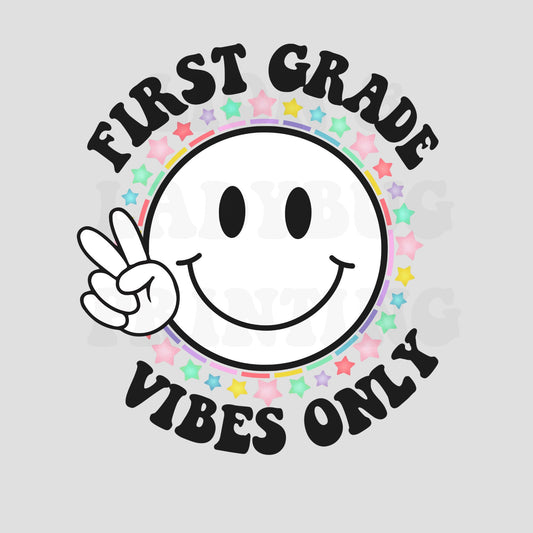 Back to school 8 PNG bundle grade level vibes only retro smiley face peace sign instant digital download PNG files for teacher kids shirts