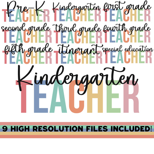 Back To School 9 PNG Teacher Bundle, kindergarten 1st Grade 2nd Grade 3rd Grade 4th Grade 5th Grade itinerant special ed Teacher Sublimation
