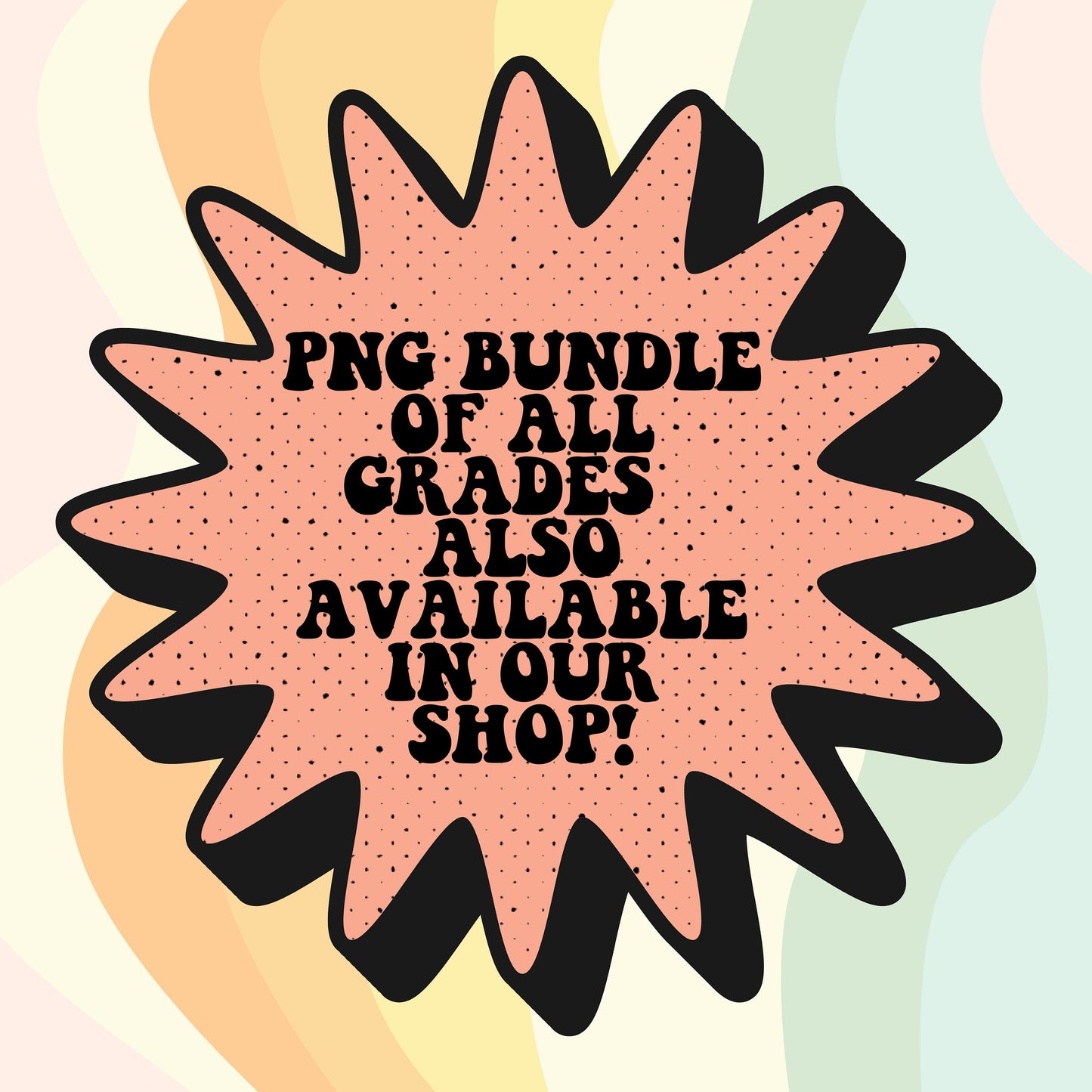Kindergarten Vibes Retro Font Digital PNG File Back to school retro rainbow smiley sunshine instant digital download for teacher kids shirts