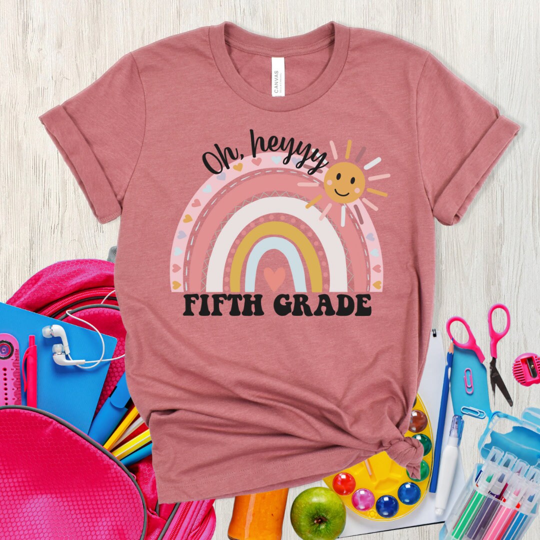 Oh hey fifth grade teacher T-shirt, boho rainbow, smiley sunshine, kindergarten teachers, elementary teachers, special education