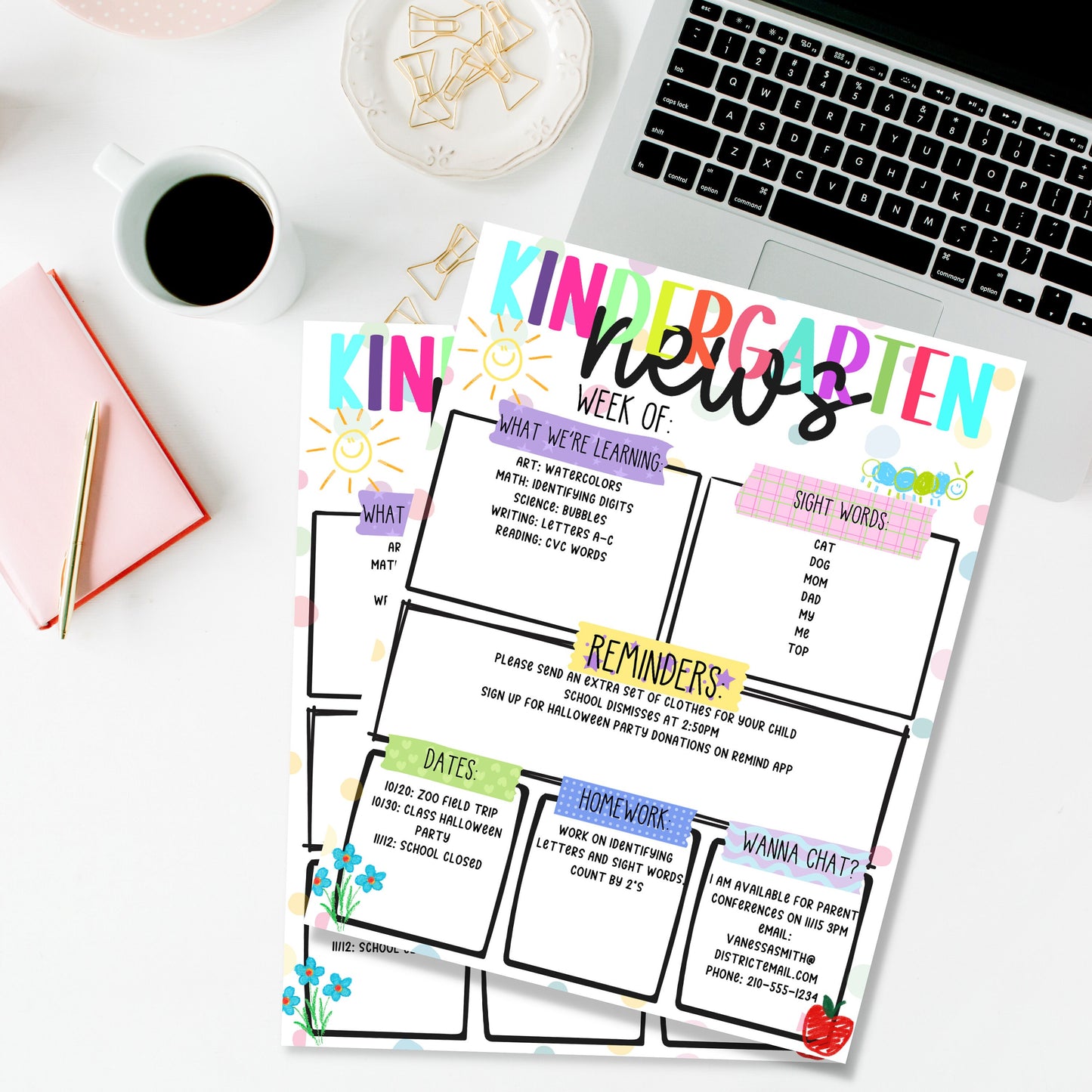 Editable Classroom Newsletter Template | Customize & Inspire | Back to school flyer, school open house, teacher introduction Canva Template