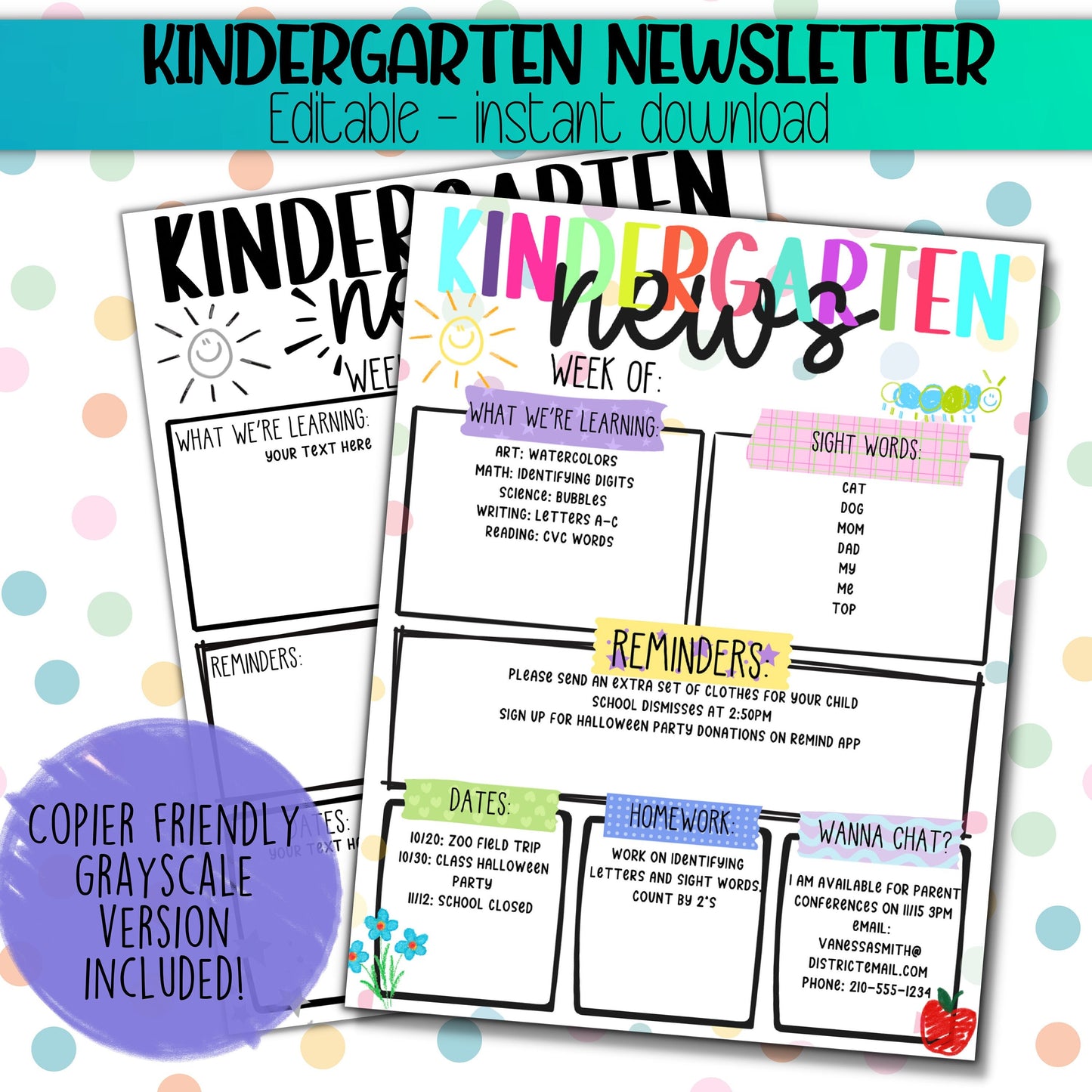 Editable Classroom Newsletter Template | Customize & Inspire | Back to school flyer, school open house, teacher introduction Canva Template