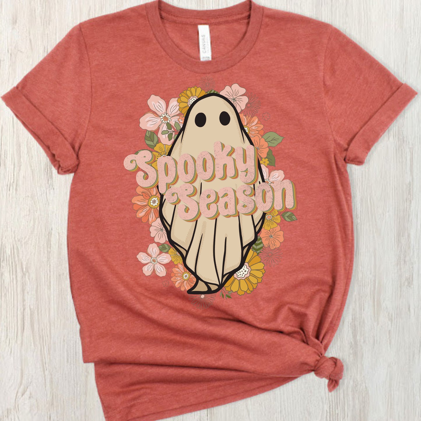 Retro Ghost floral Halloween PNG file, sublimation design, autumn fall digital download