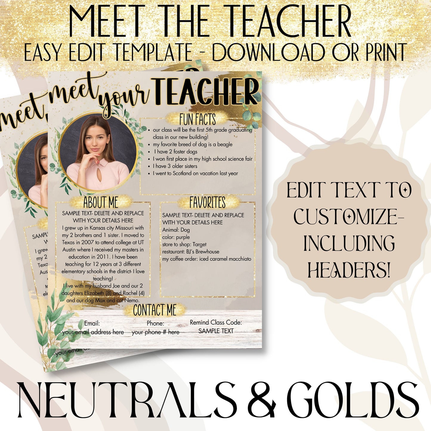 Meet the teacher Editable & Customizable Back to school flyer | school open house | teacher introduction flyer | Canva Template | neutrals