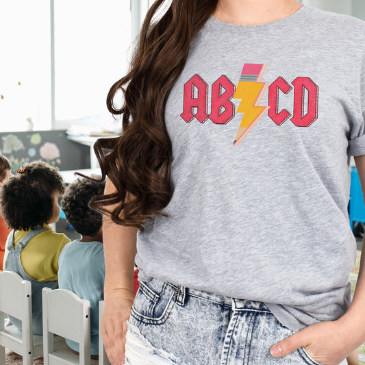 AB/CD pencil T-shirt, language teacher, reading teacher, kindergarten teachers, elementary teachers