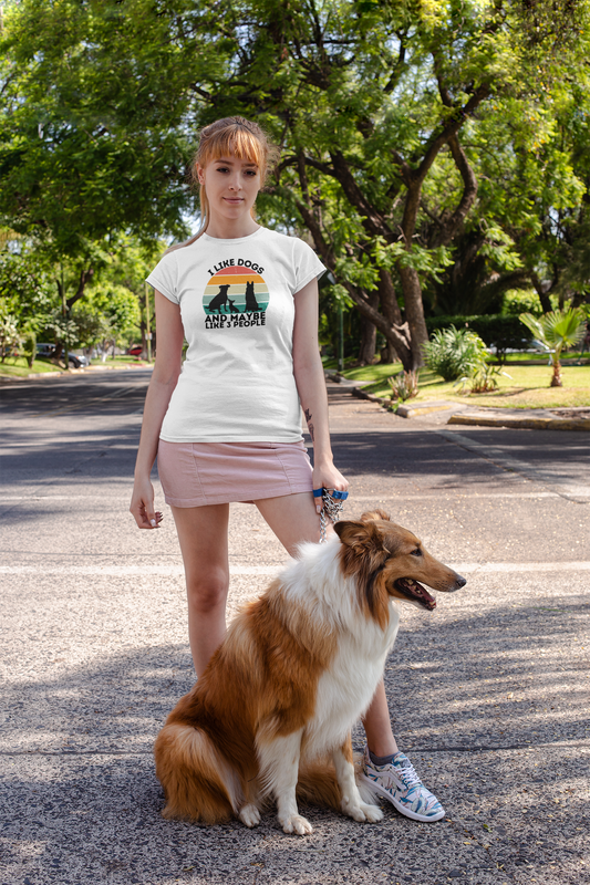 I love dogs and maybe like 3 people t-shirt for dog lovers
