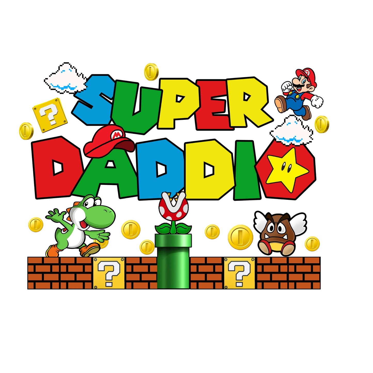 Super Daddio Super Mario Inspired T-shirt, 80’s nostalgia