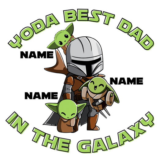Yoda Best Dad in the Galaxy customizable star wars inspired grogu mandalorian t-shirt for Father’s Day