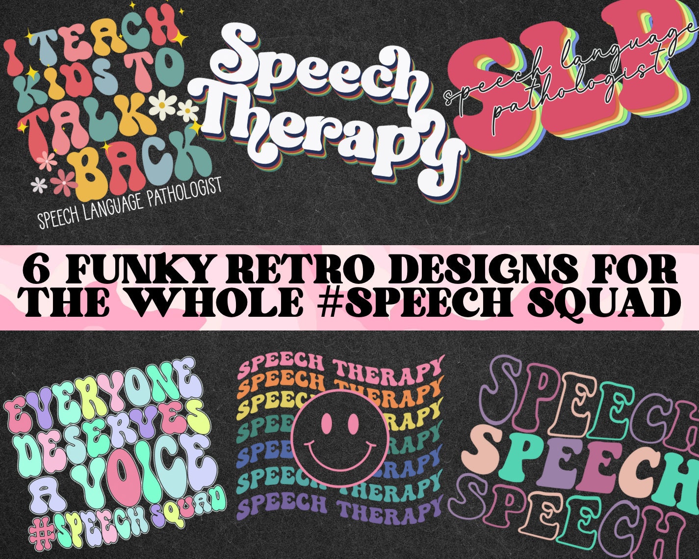 SLP speech teacher PNG design bundle | speech language | speech pathologist | retro sublimation designs, communication shirt
