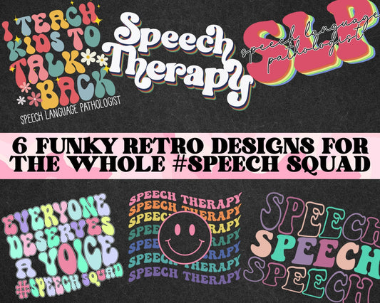 SLP speech teacher PNG design bundle | speech language | speech pathologist | retro sublimation designs, communication shirt